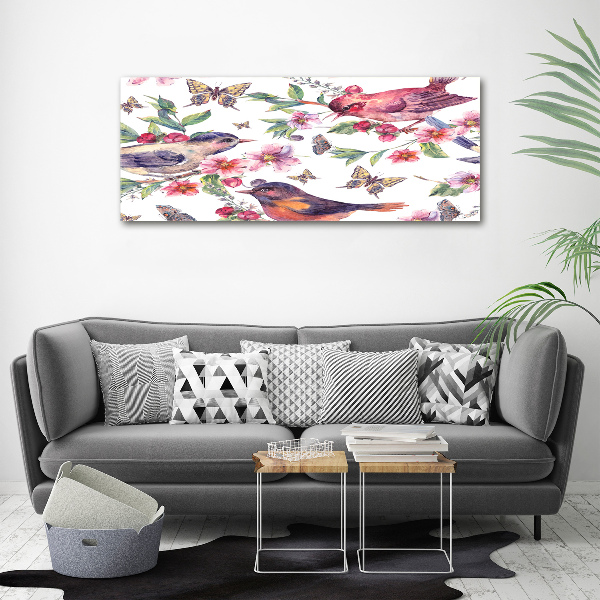 Bild auf leinwand Vögel, Schmetterlinge, Kirschen