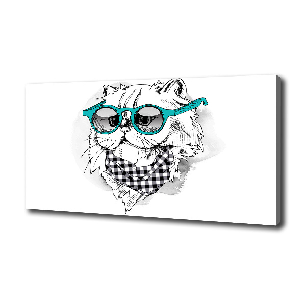 Wandbild Katze mit Brille