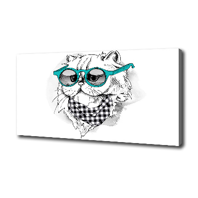 Wandbild Katze mit Brille