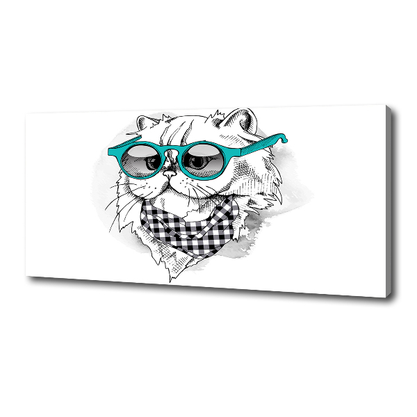Wandbild Katze mit Brille