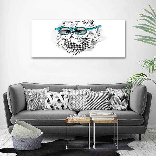 Wandbild Katze mit Brille