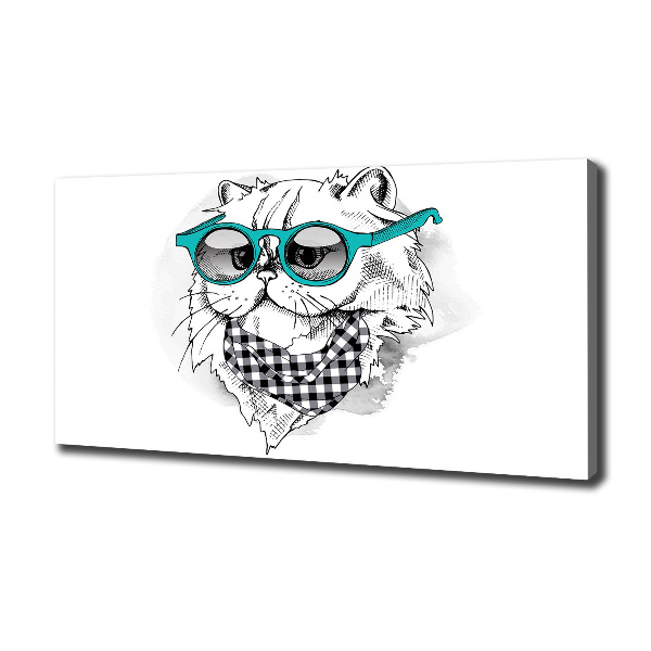 Wandbild Katze mit Brille