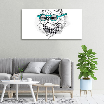 Wandbild Katze mit Brille