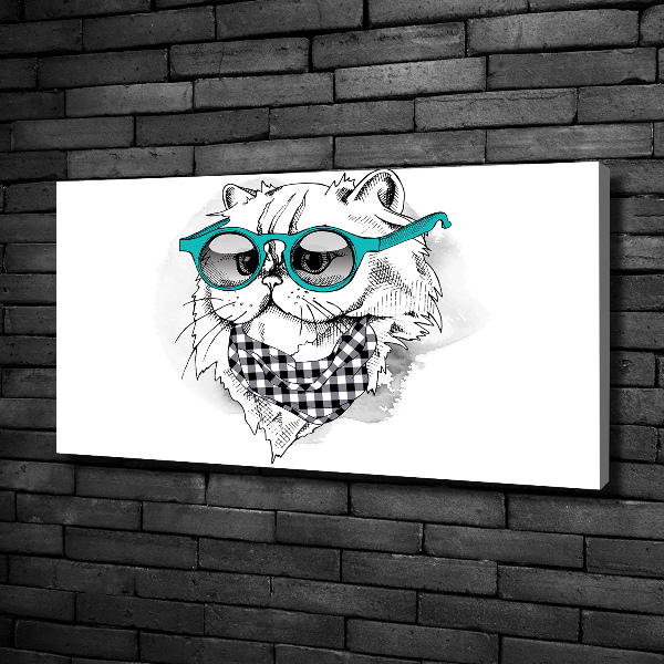 Wandbild Katze mit Brille