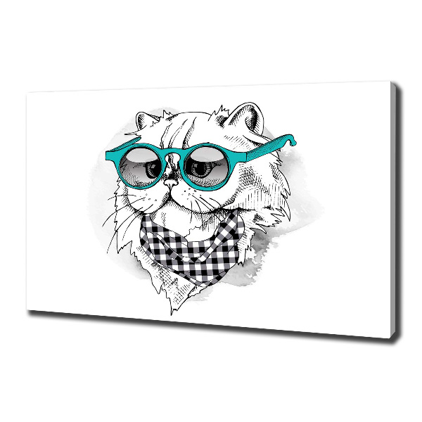 Wandbild Katze mit Brille