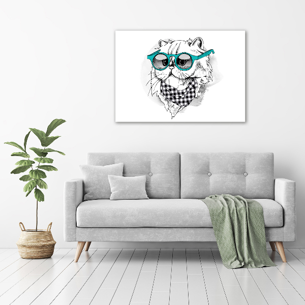 Wandbild Katze mit Brille