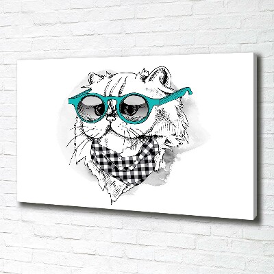 Wandbild Katze mit Brille