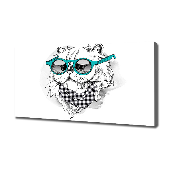 Wandbild Katze mit Brille