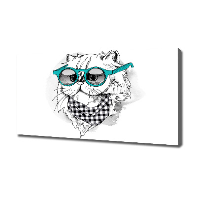 Wandbild Katze mit Brille