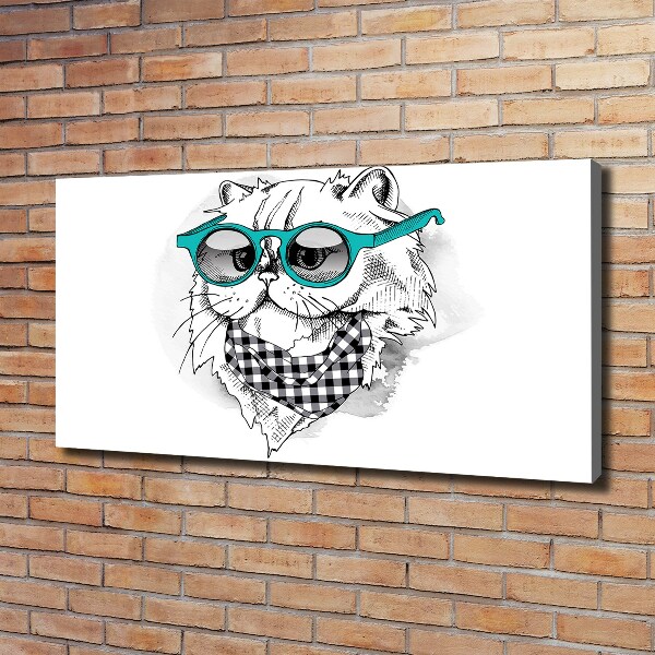 Wandbild Katze mit Brille