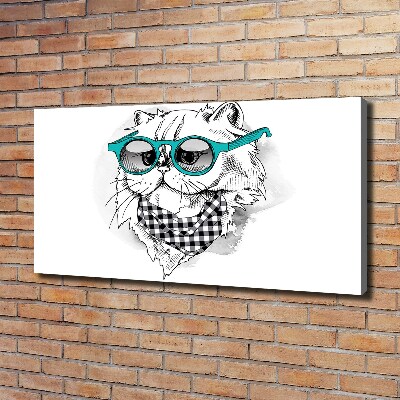 Wandbild Katze mit Brille