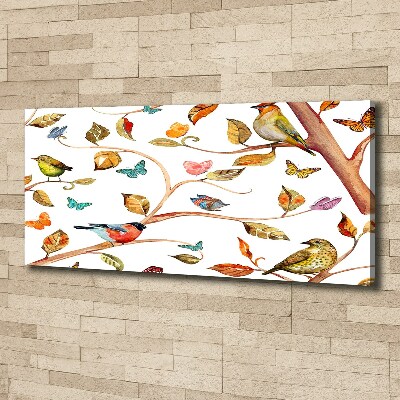 Wandbild Vögel und Schmetterlinge