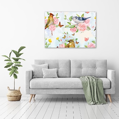 Fotobild Vögel und Rosen