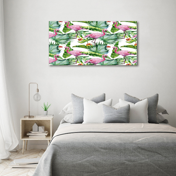 Bild auf leinwand Flamingos Pflanzen