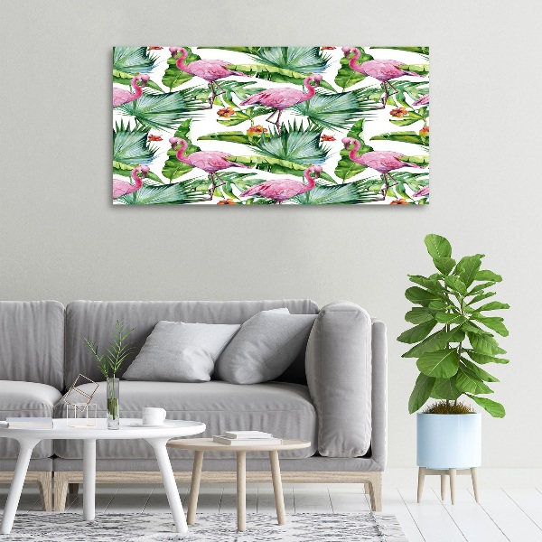 Bild auf leinwand Flamingos Pflanzen