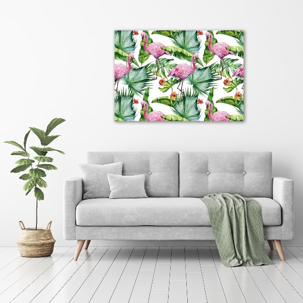 Bild auf leinwand Flamingos Pflanzen