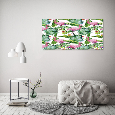 Bild auf leinwand Flamingos Pflanzen