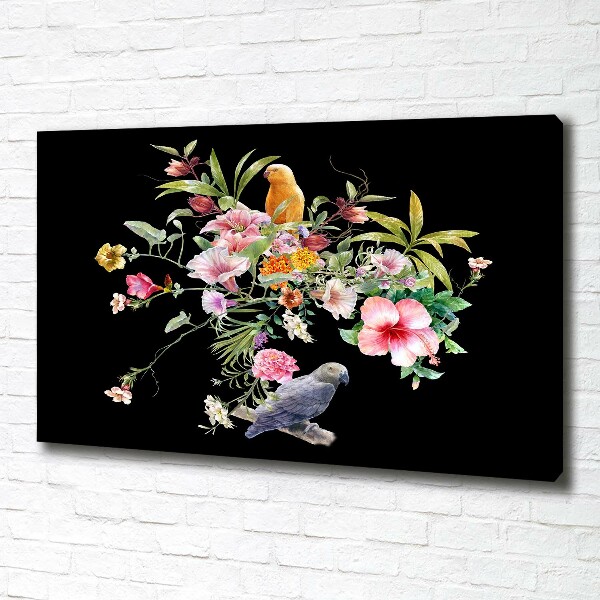 Wandbild Blumen und Vögel
