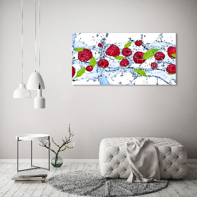 Fotobild Himbeeren und Wasser