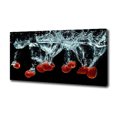 Bild auf leinwand Erdbeeren unter Wasser