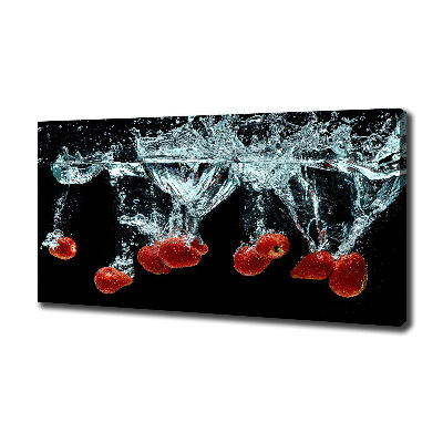 Bild auf leinwand Erdbeeren unter Wasser