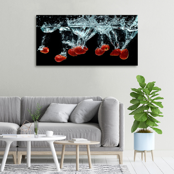 Bild auf leinwand Erdbeeren unter Wasser