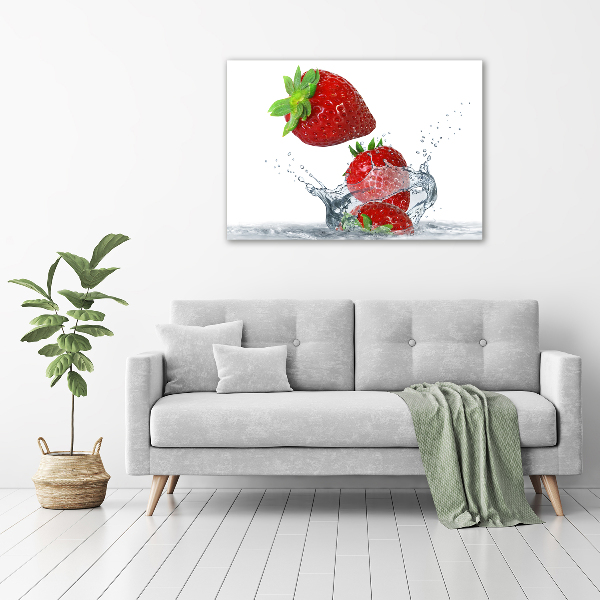 Bild auf leinwand Erdbeeren und Wasser