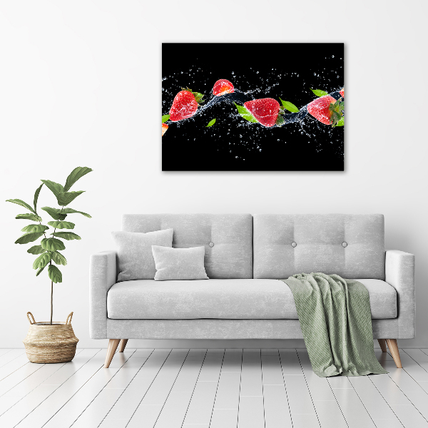 Bild auf leinwand Erdbeeren und Wasser