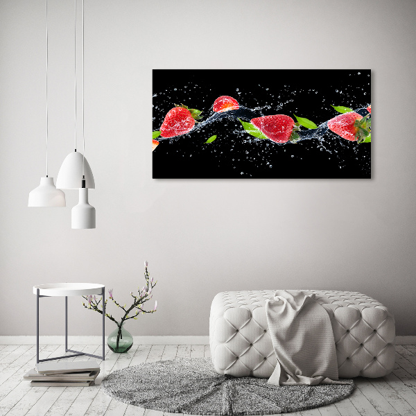 Bild auf leinwand Erdbeeren und Wasser