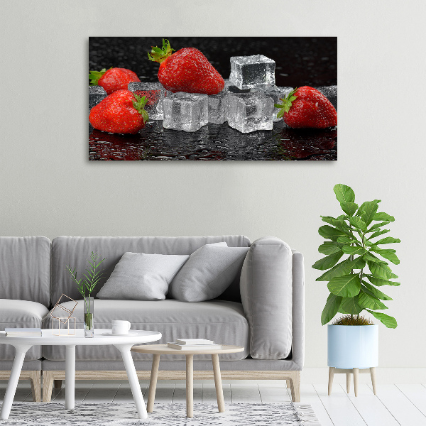 Bild auf leinwand Erdbeeren mit Eis