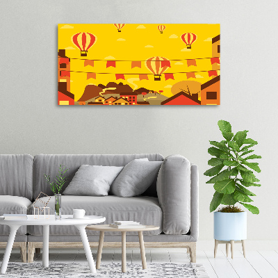 Wandbild Ballons über der Stadt