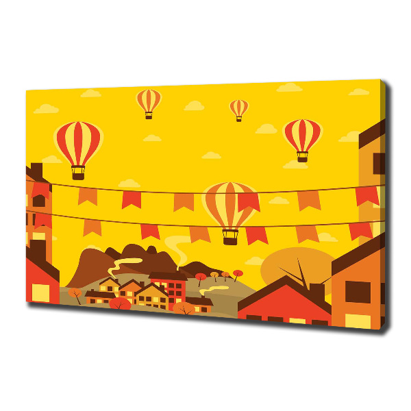 Wandbild Ballons über der Stadt