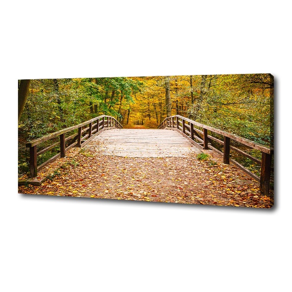 Bild auf leinwand Brücke im Herbstwald