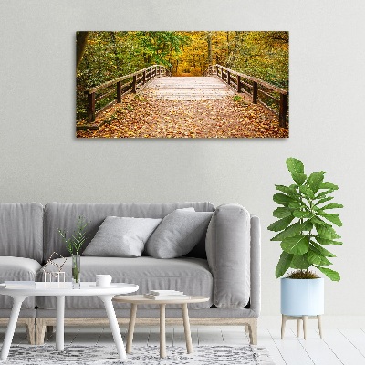 Bild auf leinwand Brücke im Herbstwald