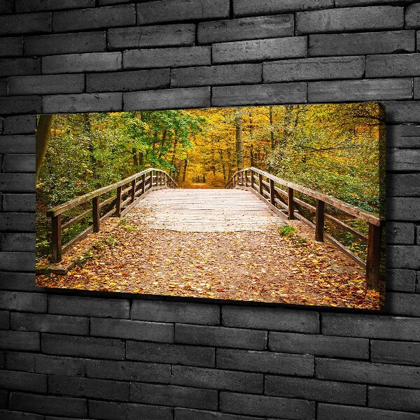Bild auf leinwand Brücke im Herbstwald