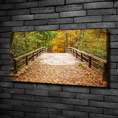 Bild auf leinwand Brücke im Herbstwald
