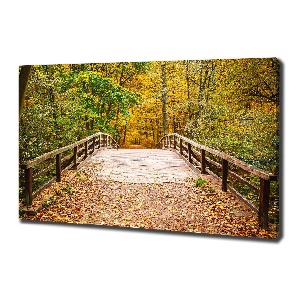 Bild auf leinwand Brücke im Herbstwald