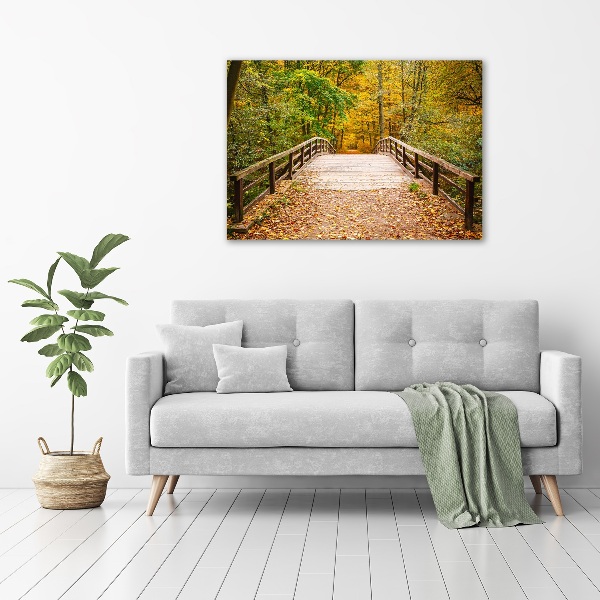 Bild auf leinwand Brücke im Herbstwald