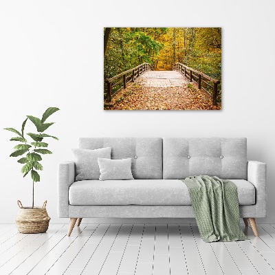 Bild auf leinwand Brücke im Herbstwald