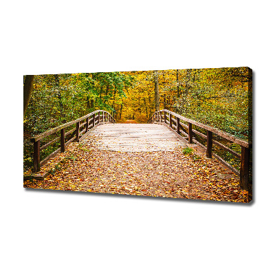 Bild auf leinwand Brücke im Herbstwald