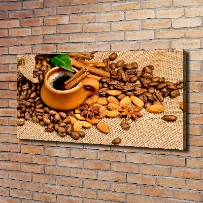 Wandbild Kaffeebohnen und eine Tasse