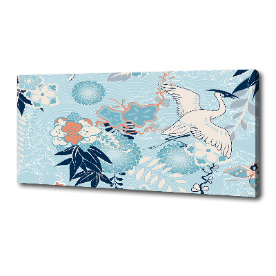 Bild auf leinwand Kranich und Blumen