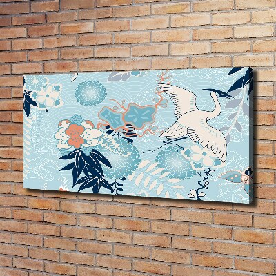 Bild auf leinwand Kranich und Blumen