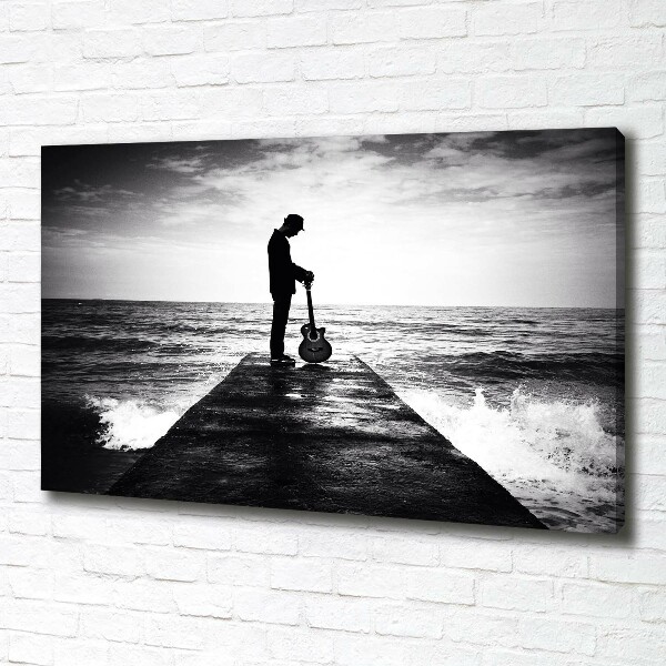 Wandbild Gitarrist auf dem Pier