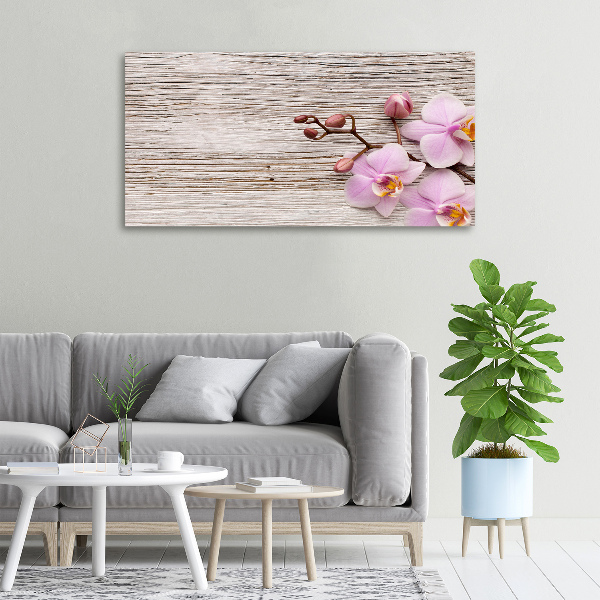 Bild auf leinwand Orchidee auf Holz