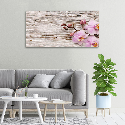 Bild auf leinwand Orchidee auf Holz