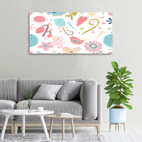 Wandbild Blumen und Vögel