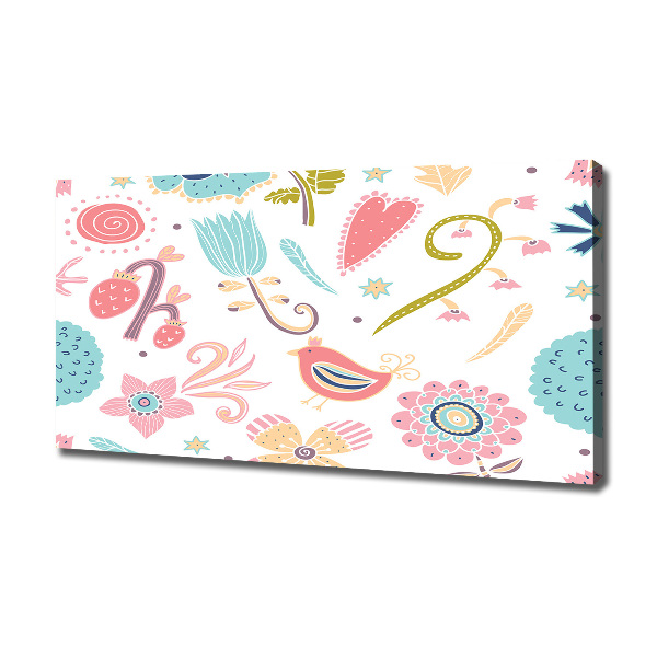 Wandbild Blumen und Vögel