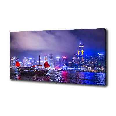 Bild auf leinwand Hongkong bei Nacht