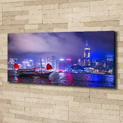 Bild auf leinwand Hongkong bei Nacht